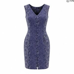 TORY BURCH Pierra Forest Blue Jardin Women Sleeveless sheath dress